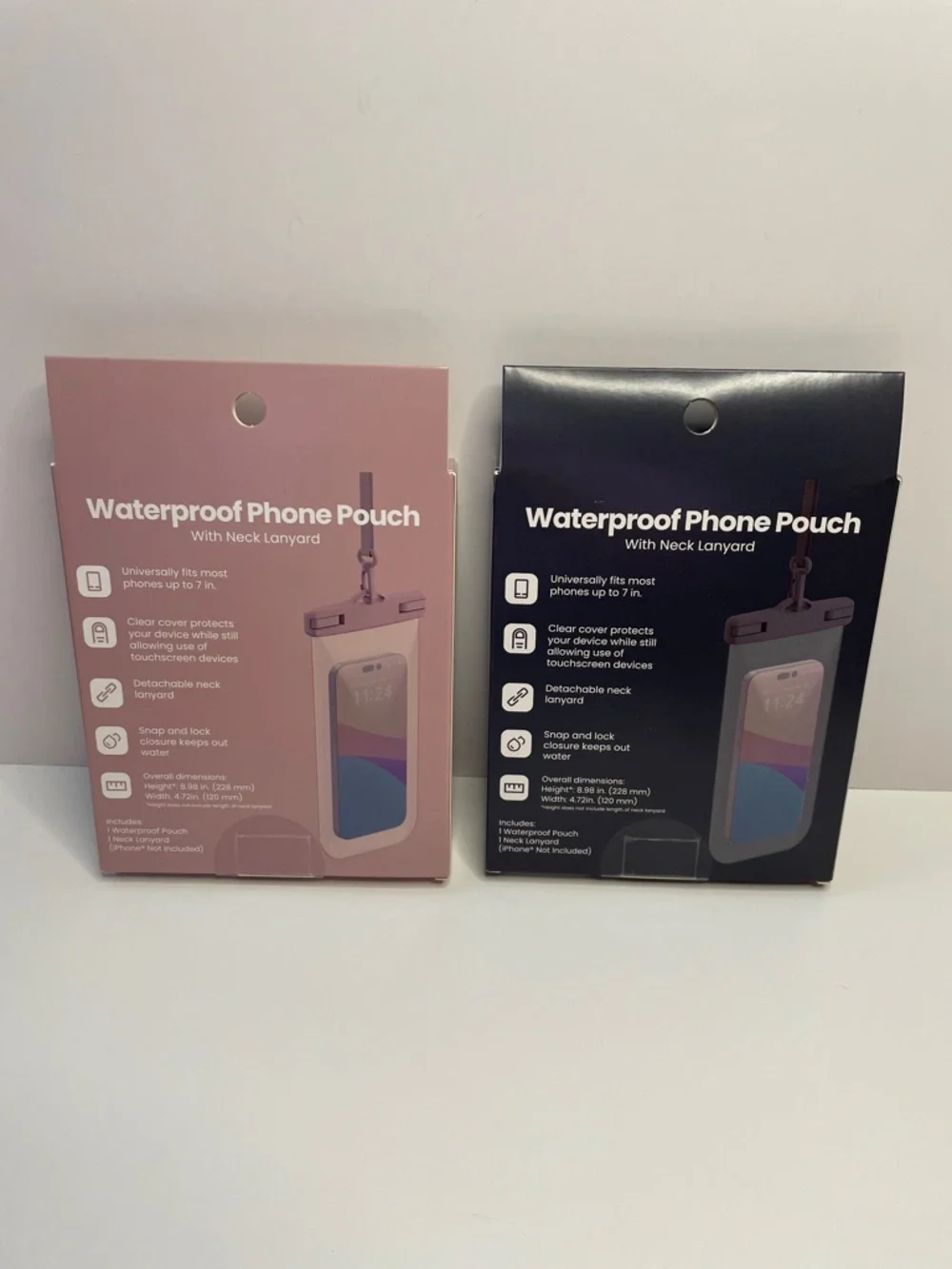 NIB (2 pack) Waterproof Phone Pouch with Neck Lanyard.